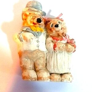Justin Bear Couple Wedding Figurine - White, Pink, Blue